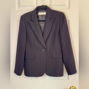 $148 Tahari Pinstriped One Button Suit Jacket Petite Size 10 Office Professional